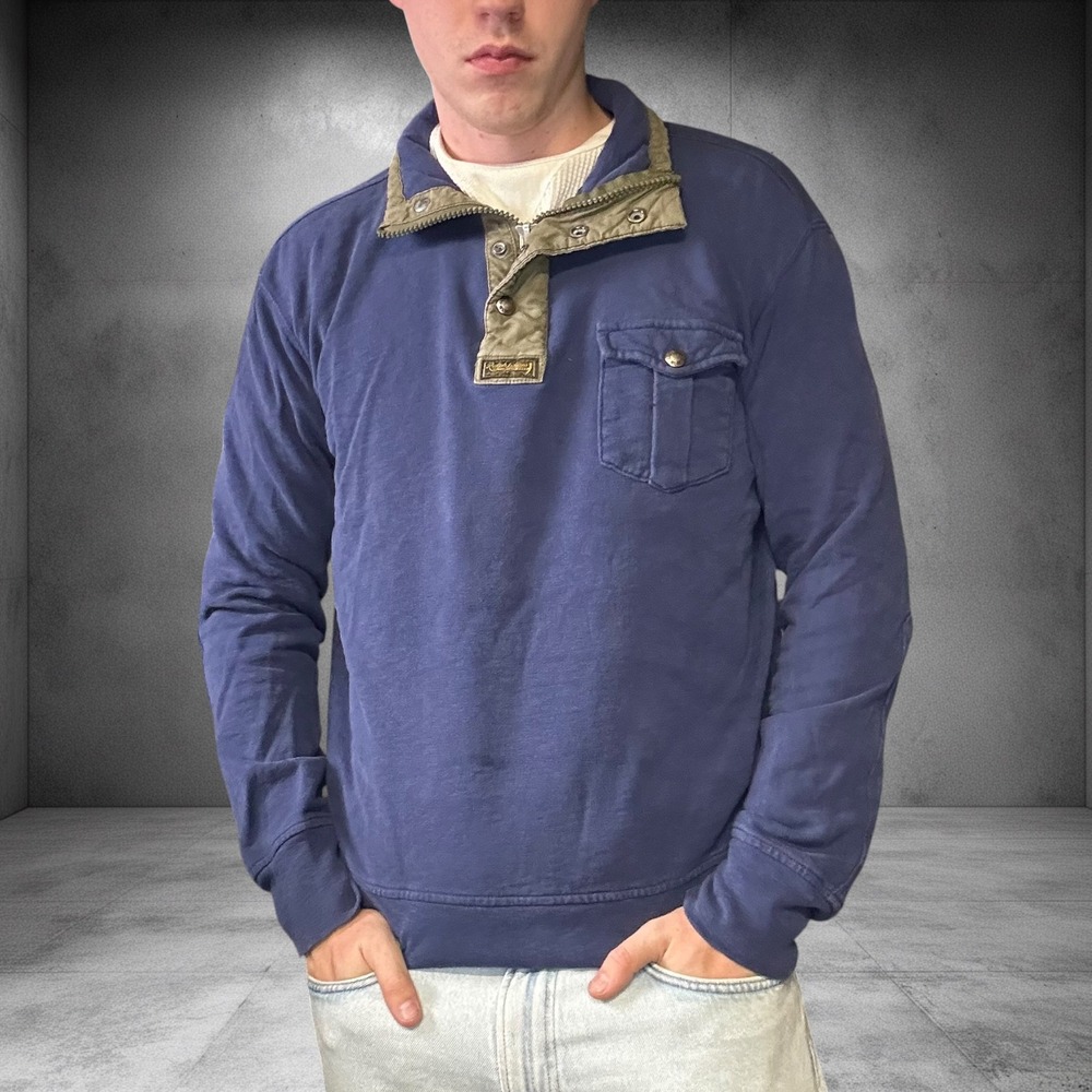 Vintage Polo Ralph Lauren Quarter Zip Sweatshirt Navy Blue Mens Large Y2K
